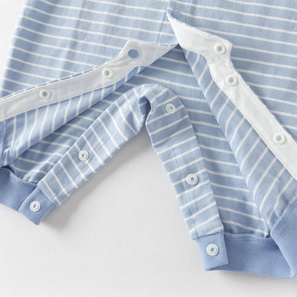 Baby Boys Stylish Blue White Striped Cute Puppy Soft Cotton Rompers