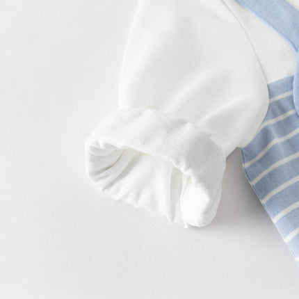 Baby Boys Stylish Blue White Striped Cute Puppy Soft Cotton Rompers