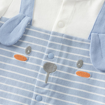 Baby Boys Stylish Blue White Striped Cute Puppy Soft Cotton Rompers