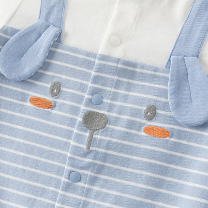 Baby Boys Stylish Blue White Striped Cute Puppy Soft Cotton Rompers