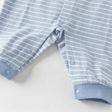 Baby Boys Stylish Blue White Striped Cute Puppy Soft Cotton Rompers