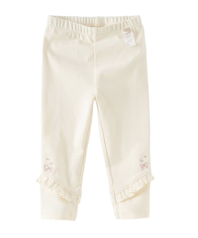 Toddler Girls Sweet Black/Apricot Stretchable Slim Leggings