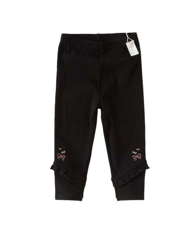 Toddler Girls Sweet Black/Apricot Stretchable Slim Leggings