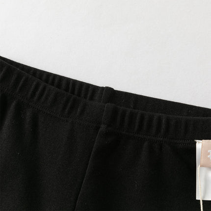 Toddler Girls Sweet Black/Apricot Stretchable Slim Leggings