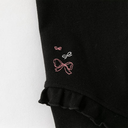 Toddler Girls Sweet Black/Apricot Stretchable Slim Leggings