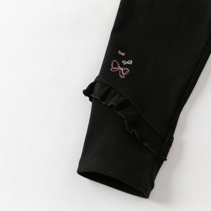 Toddler Girls Sweet Black/Apricot Stretchable Slim Leggings
