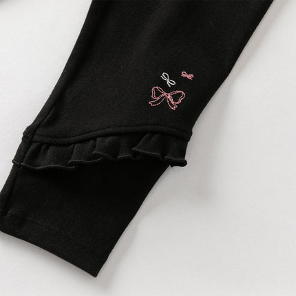 Toddler Girls Sweet Black/Apricot Stretchable Slim Leggings