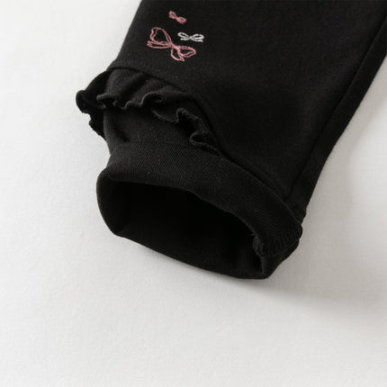 Toddler Girls Sweet Black/Apricot Stretchable Slim Leggings