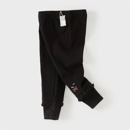 Toddler Girls Sweet Black/Apricot Stretchable Slim Leggings