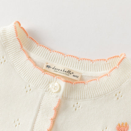 Toddler Girls Casual Beige Lightweight Cotton Sweater Cardigans