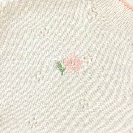 Toddler Girls Casual Beige Lightweight Cotton Sweater Cardigans