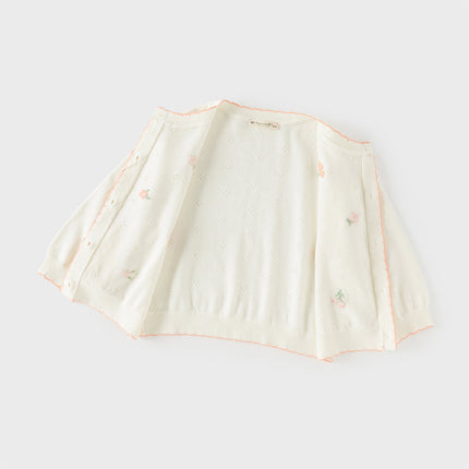 Toddler Girls Casual Beige Lightweight Cotton Sweater Cardigans