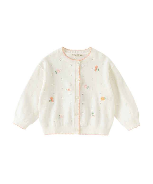 Toddler Girls Casual Beige Lightweight Cotton Sweater Cardigans