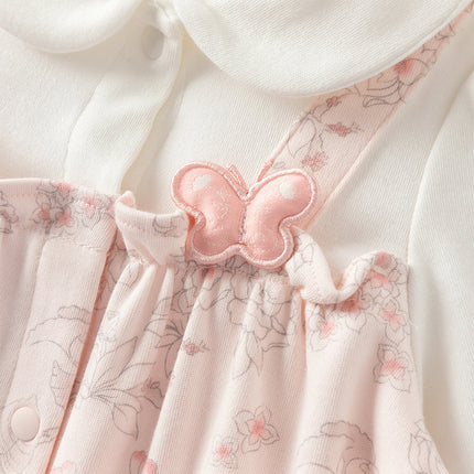 Baby Girls Pink Floral Rabbit-style Indoor Comfortable Rompers