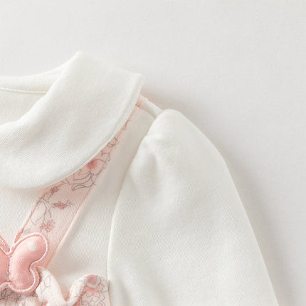 Baby Girls Pink Floral Rabbit-style Indoor Comfortable Rompers