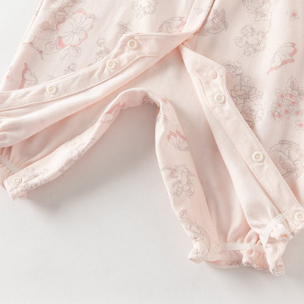Baby Girls Pink Floral Rabbit-style Indoor Comfortable Rompers