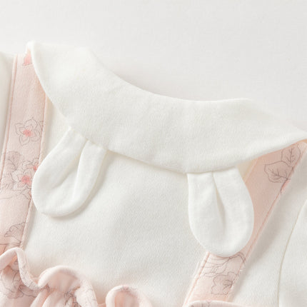 Baby Girls Pink Floral Rabbit-style Indoor Comfortable Rompers
