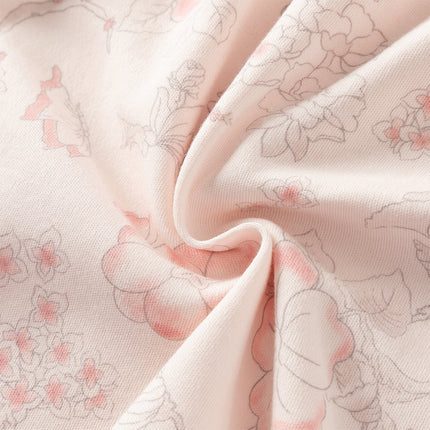 Baby Girls Pink Floral Rabbit-style Indoor Comfortable Rompers
