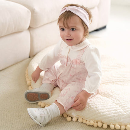 Baby Girls Pink Floral Rabbit-style Indoor Comfortable Rompers