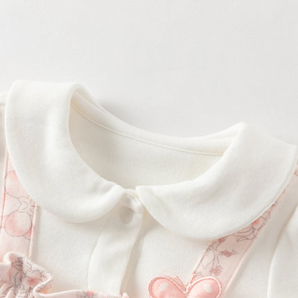 Baby Girls Pink Floral Rabbit-style Indoor Comfortable Rompers