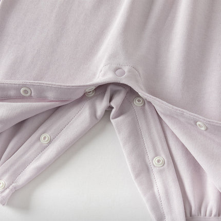 Baby Girls Grey Purple Flower Embroidery Indoor Lightweight Rompers