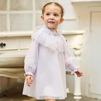 Toddler Girls Elegant Purple Stylish Mesh Dress(hat)