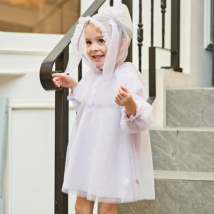 Toddler Girls Elegant Purple Stylish Mesh Dress(hat)