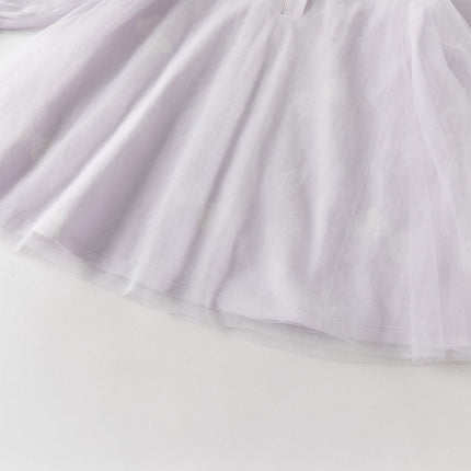 Toddler Girls Elegant Purple Stylish Mesh Dress(hat)