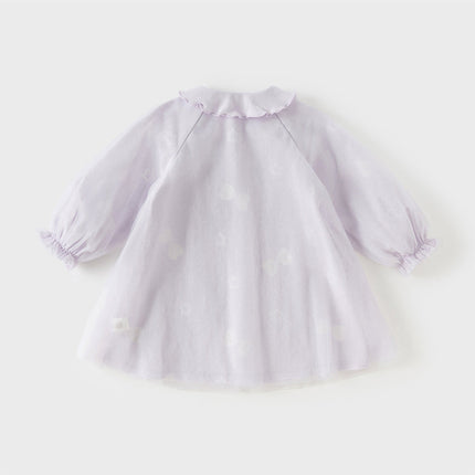Toddler Girls Elegant Purple Stylish Mesh Dress(hat)