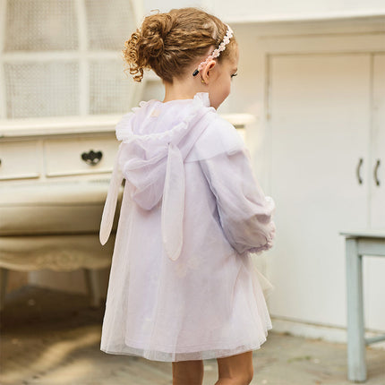 Toddler Girls Elegant Purple Stylish Mesh Dress(hat)
