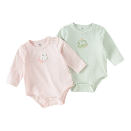 Baby Girls/Boys Summer Green/Light Pink Breathable Cotton Soft Rompers