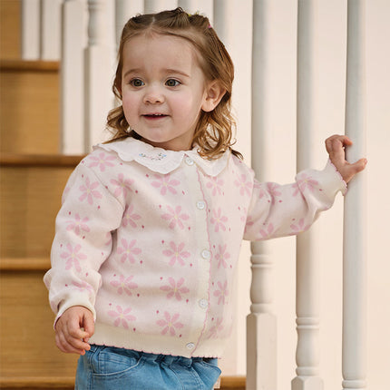 Toddler Girls Sweet Purple Pink Lightweight Cotton Sweater Cardigans