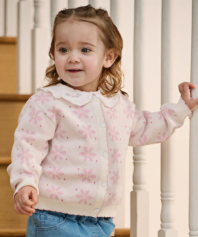 Toddler Girls Sweet Purple Pink Lightweight Cotton Sweater Cardigans