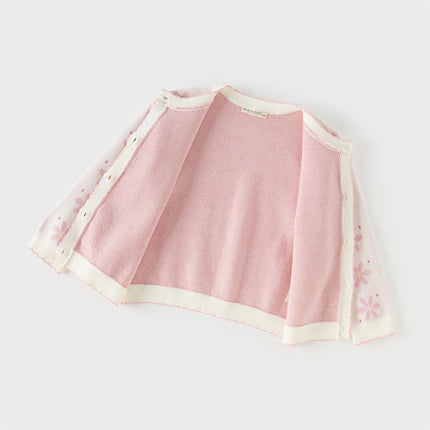Toddler Girls Sweet Purple Pink Lightweight Cotton Sweater Cardigans