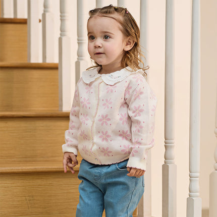 Toddler Girls Sweet Purple Pink Lightweight Cotton Sweater Cardigans