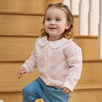 Toddler Girls Sweet Purple Pink Lightweight Cotton Sweater Cardigans