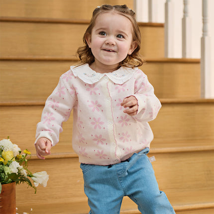 Toddler Girls Sweet Purple Pink Lightweight Cotton Sweater Cardigans