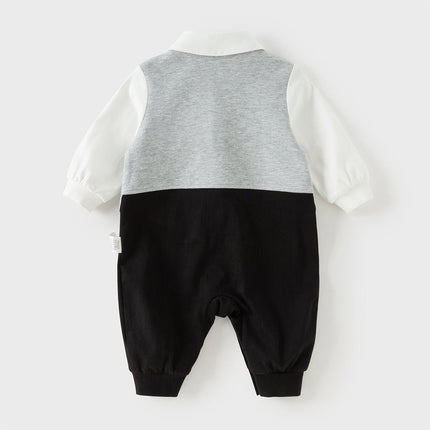 Baby Boys Light Grey Long Sleeve Fake-two-piece Rompers