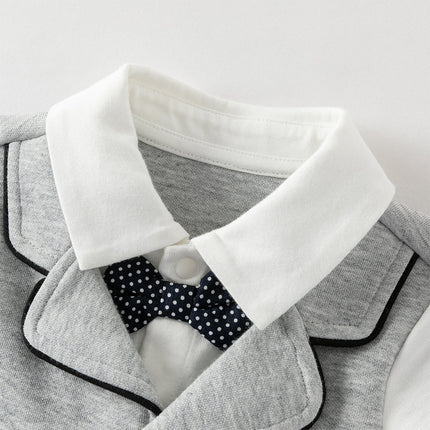 Baby Boys Light Grey Long Sleeve Fake-two-piece Rompers