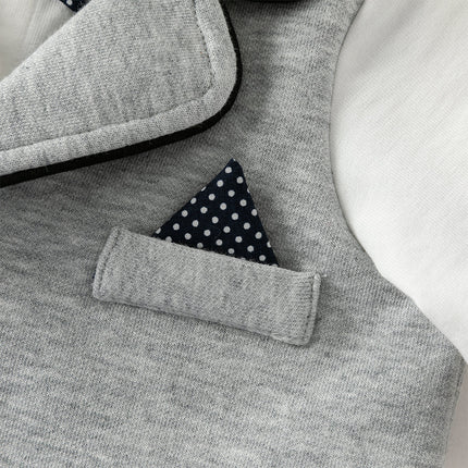Baby Boys Light Grey Long Sleeve Fake-two-piece Rompers