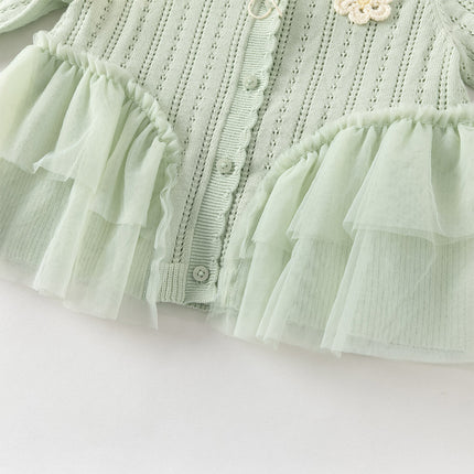 Toddler Girls Cute Green Versatile Mesh Sweater Cardigans