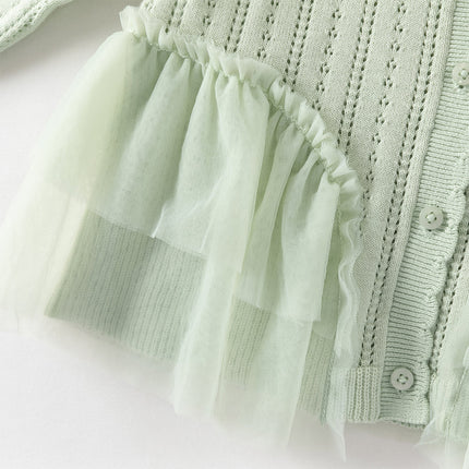 Toddler Girls Cute Green Versatile Mesh Sweater Cardigans