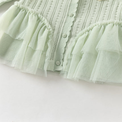 Toddler Girls Cute Green Versatile Mesh Sweater Cardigans