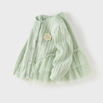 Toddler Girls Cute Green Versatile Mesh Sweater Cardigans