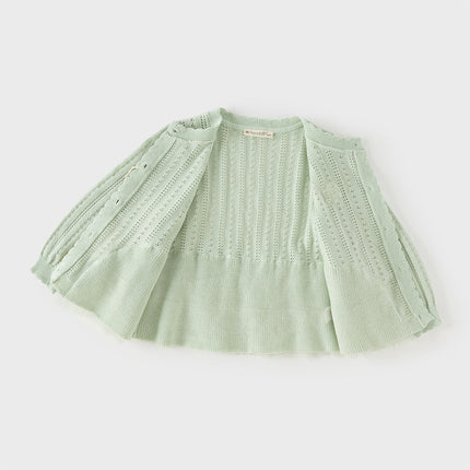 Toddler Girls Cute Green Versatile Mesh Sweater Cardigans