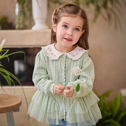 Toddler Girls Cute Green Versatile Mesh Sweater Cardigans