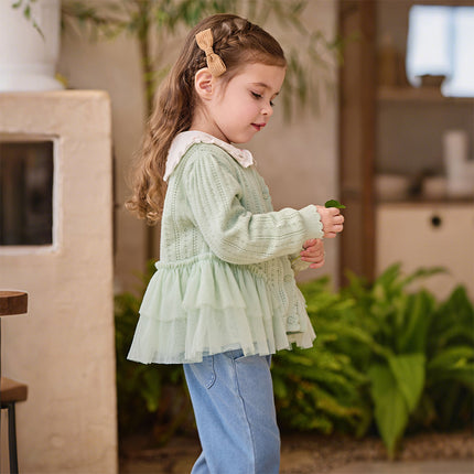 Toddler Girls Cute Green Versatile Mesh Sweater Cardigans