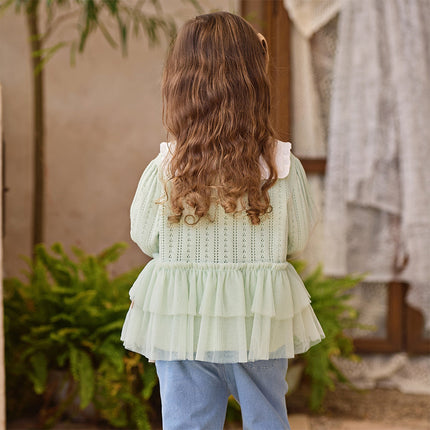 Toddler Girls Cute Green Versatile Mesh Sweater Cardigans