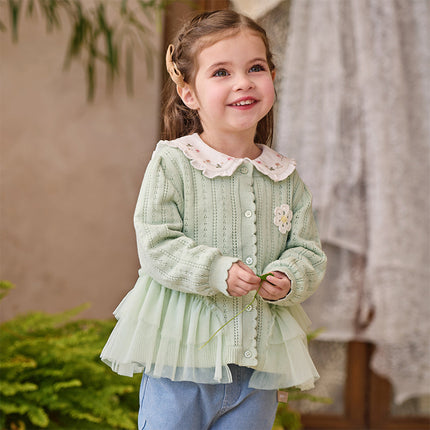 Toddler Girls Cute Green Versatile Mesh Sweater Cardigans