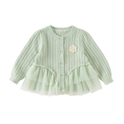 Toddler Girls Cute Green Versatile Mesh Sweater Cardigans